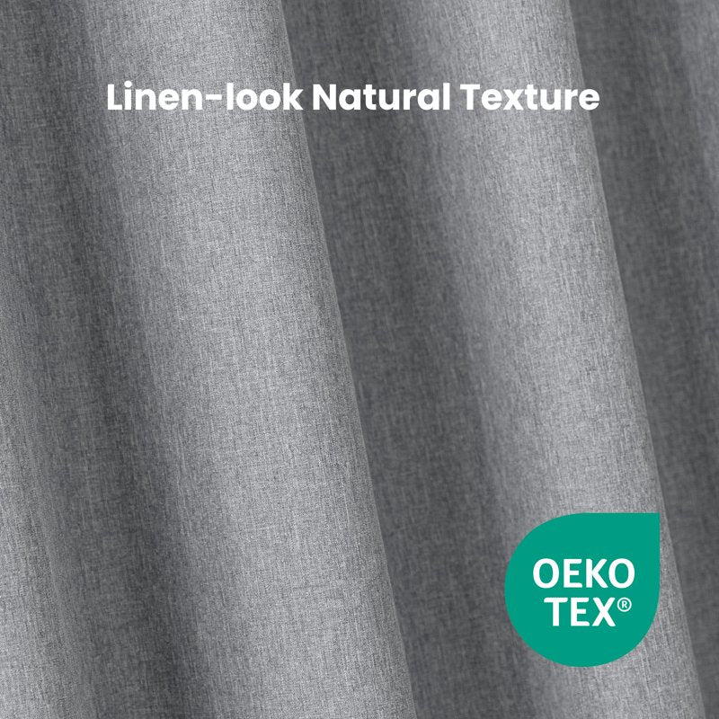 Blackout Linen Look Curtains for Bedroom & Living Room - Thermal Insulated Grommet Drapes