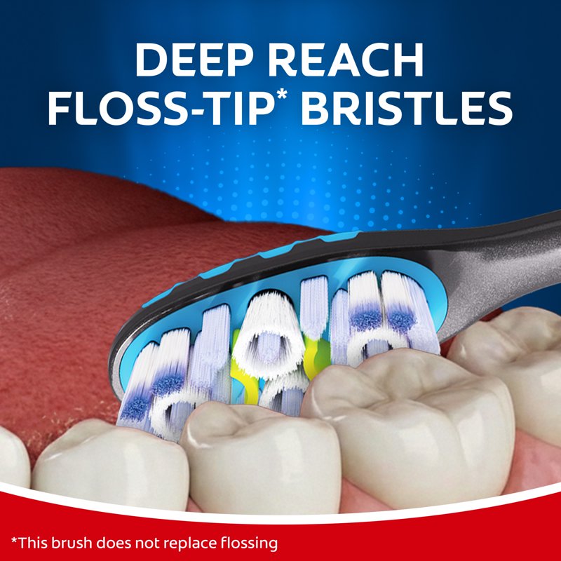 Manual Adult Toothbrush Pack with Soft Floss-Tip Bristles & Tongue Cleaner