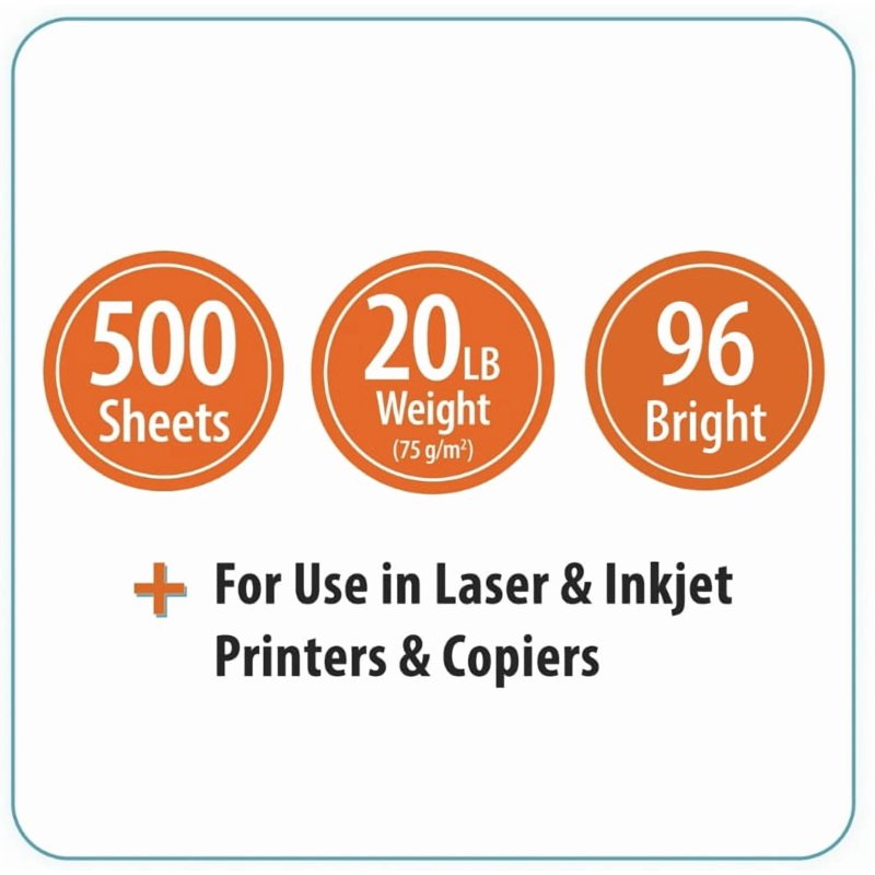 Multipurpose Bright White Paper - 8.5 x 11 Inches, 96 Bright, 20 lb, 1 Ream
