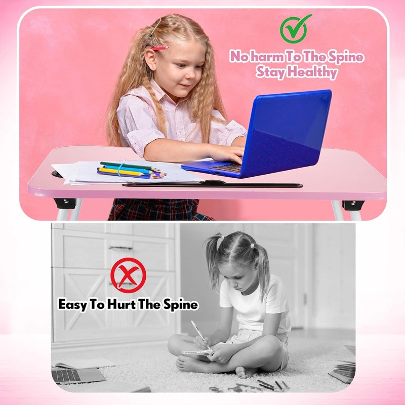 PHANCIR Foldable Lap Desk, 23.6 Inch Portable Wood Laptop Desk Table