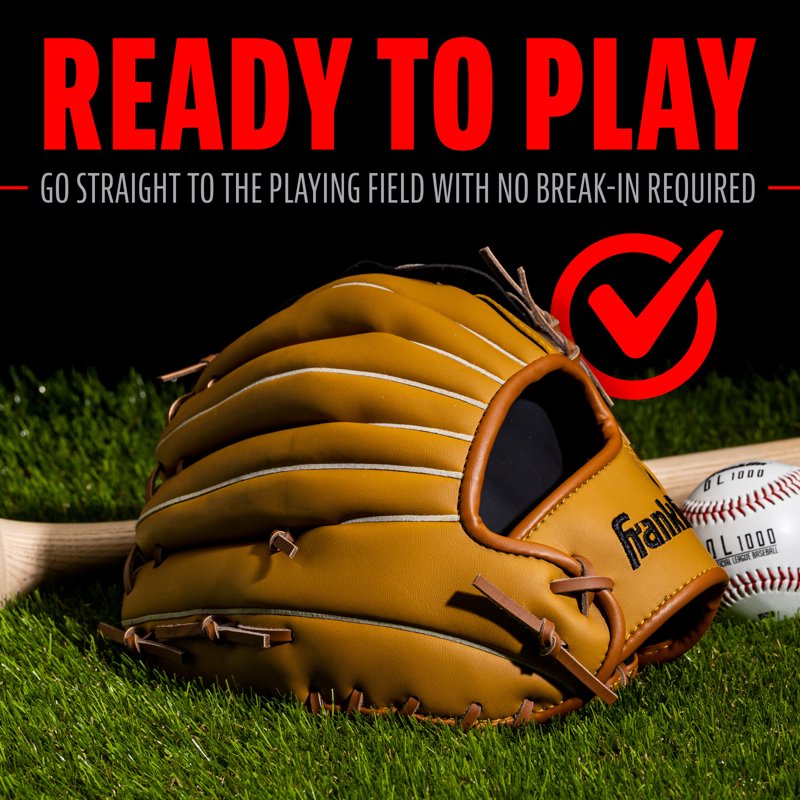 Baseball Softball Glove 12 Inch Fielding Mitt with Adjustable Fit & Durable Synthetic Leather