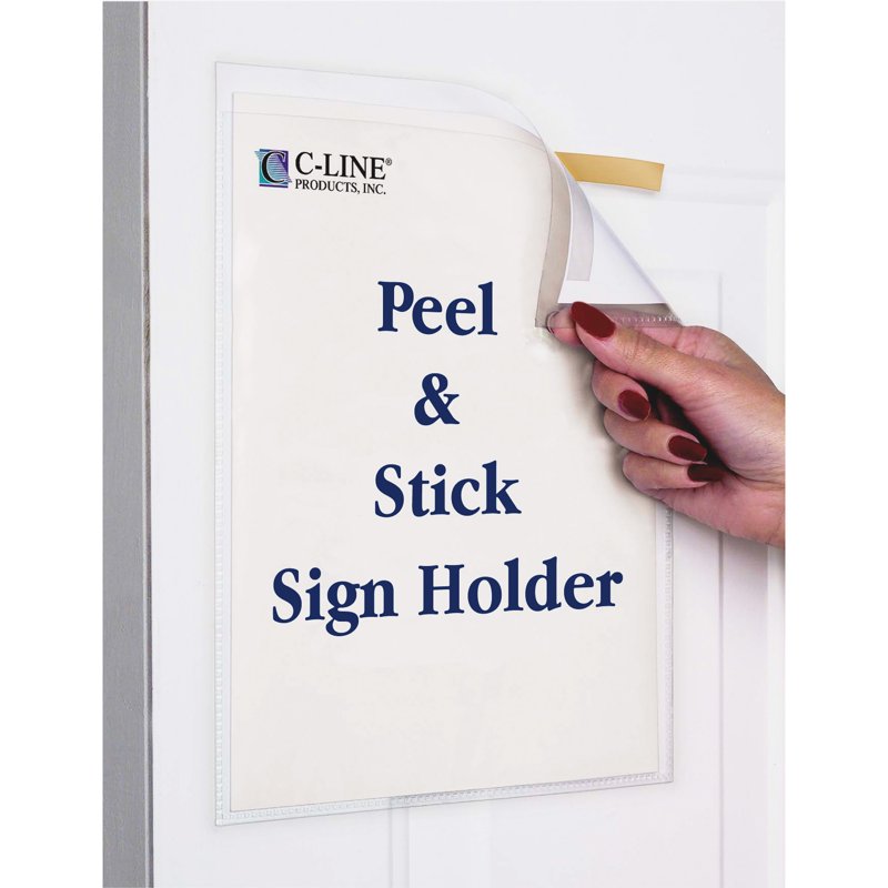 Clear Display Pockets for 8.5x11 Documents - Removable Tape Backed, Pack of 10
