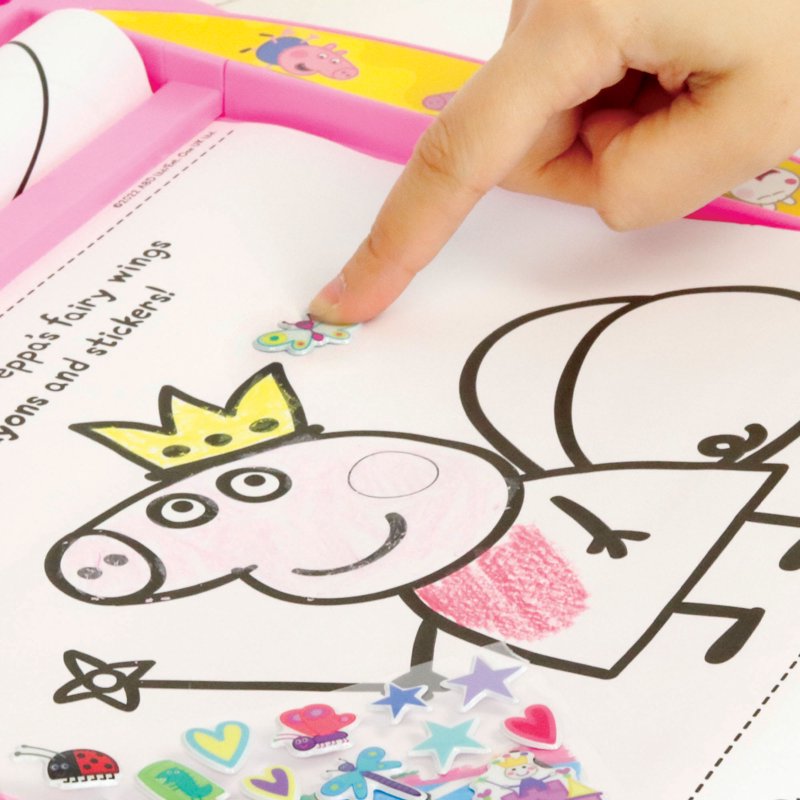 Peppa Pig Roll Desk Activity Set with 25 Feet Coloring Paper, Crayons & Puffy Stickers