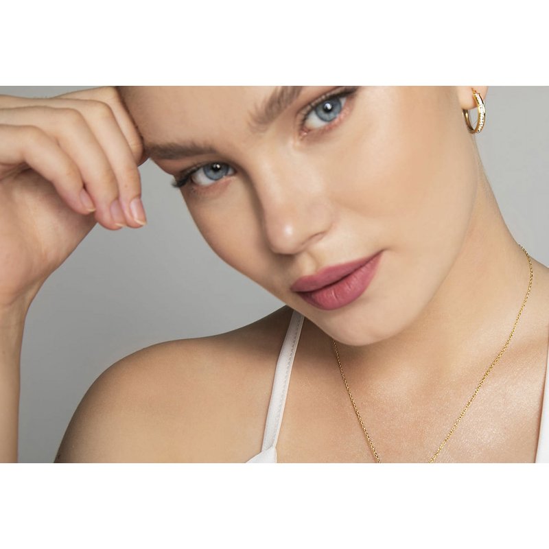 14K Gold Plated Sterling Silver Crystal Hoop Earrings for Women - Hypoallergenic, Secure Click-Top Closure