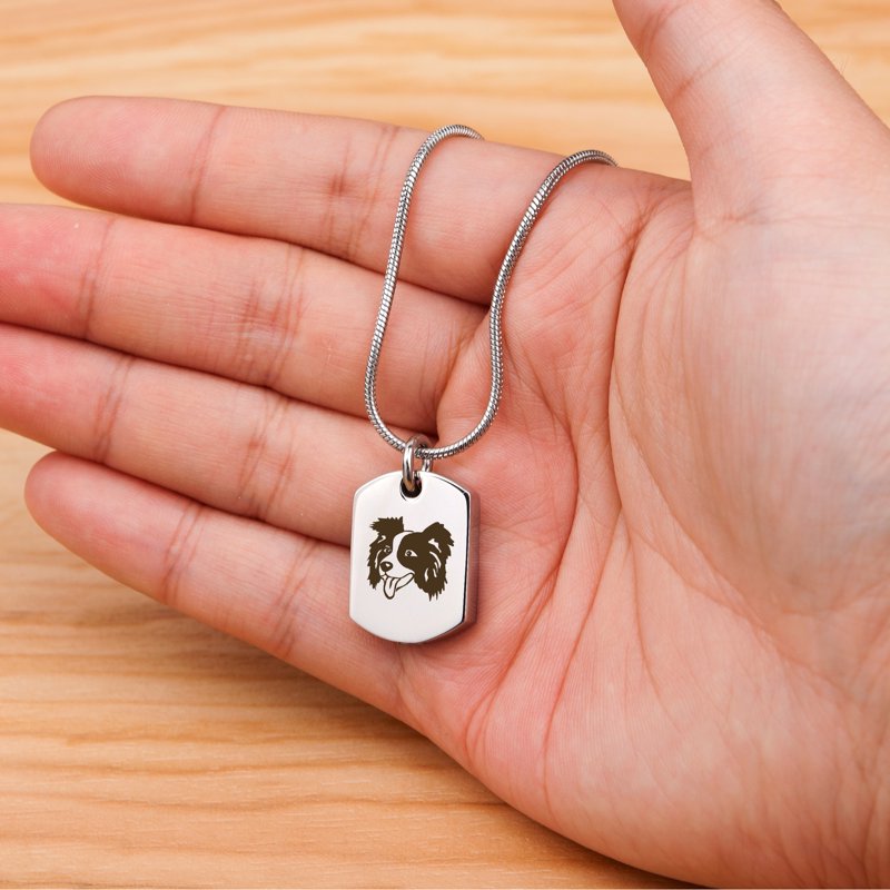 Pet Memorial Necklace for Ashes - Stainless Steel Dog Tag Keepsake Necklace