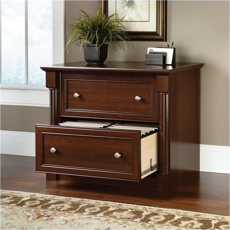 36-Inch Wide 2-Drawer Lateral File Cabinet in Cherry Finish