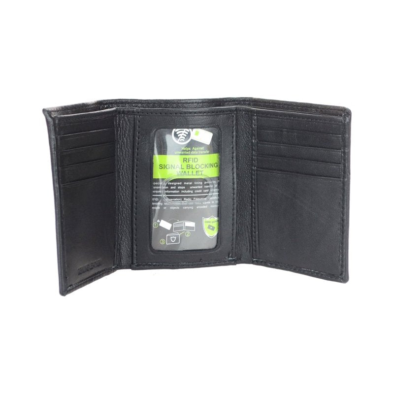 Genuine Leather RFID Blocking Tri-Fold Wallet for Men with Gift Box