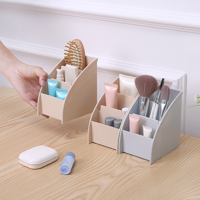 3-Compartment Desktop Organizer Storage Box - Multi-Functional, Space-Saving