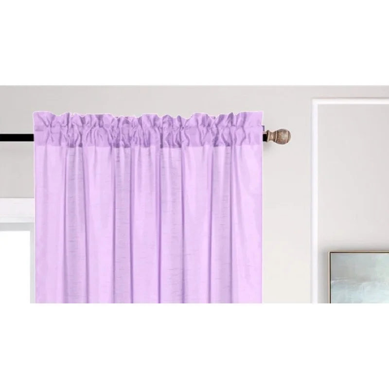 Semi-Sheer Faux Silk Window Curtains 2-Pack - Lilac 84" Length