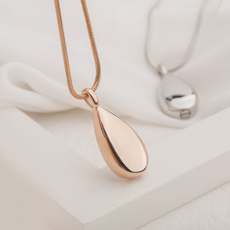 Memory Teardrop Keepsake Ashes Necklace - Cremation Memorial Jewelry