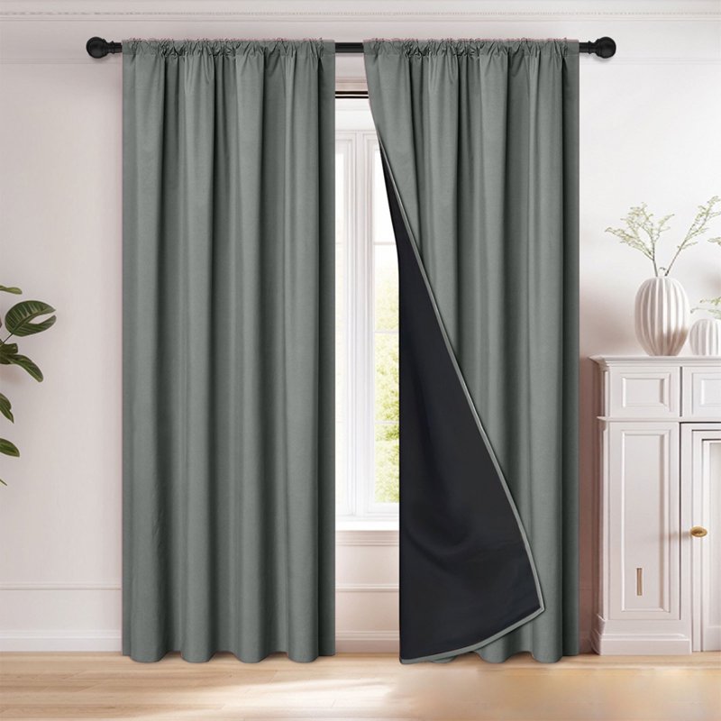 Blackout Window Curtain with Sun & Heat Protection, Sound Insulation, 200x100cm