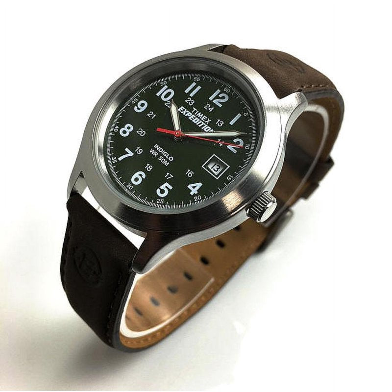 Men's Expedition Metal Field Watch with Leather Strap - 39mm Outdoor Watch