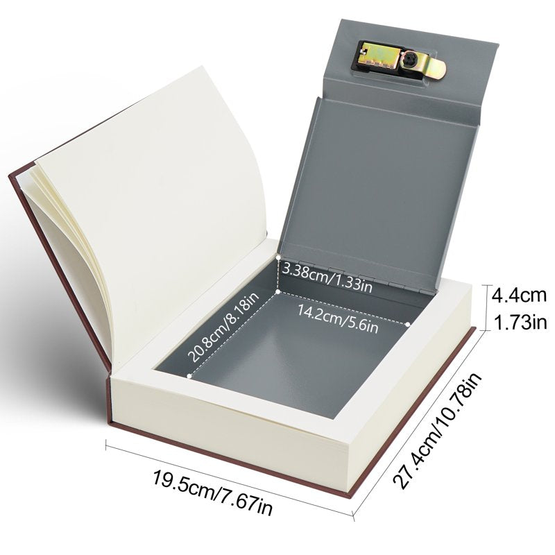 Large Decorative Book Safe with Combination Lock for Hidden Storage, 10.8 x 7.7 x 1.8 Inches