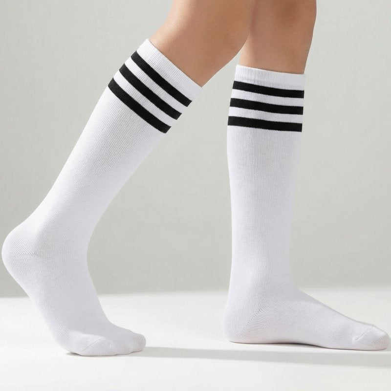 Kids Soccer Socks 6 Pairs Breathable Baseball Socks for Boys & Girls - 6-9 Years (Black, White) Variation of THIS listing