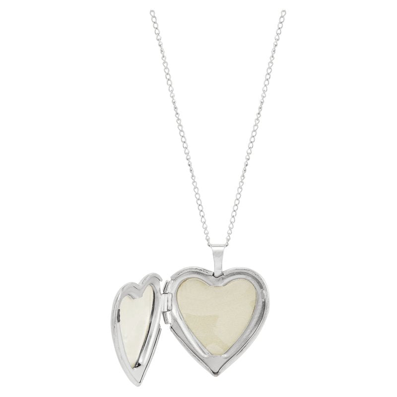 Sterling Silver Double Heart Locket Pendant - 18-Inch Chain Gift Jewelry