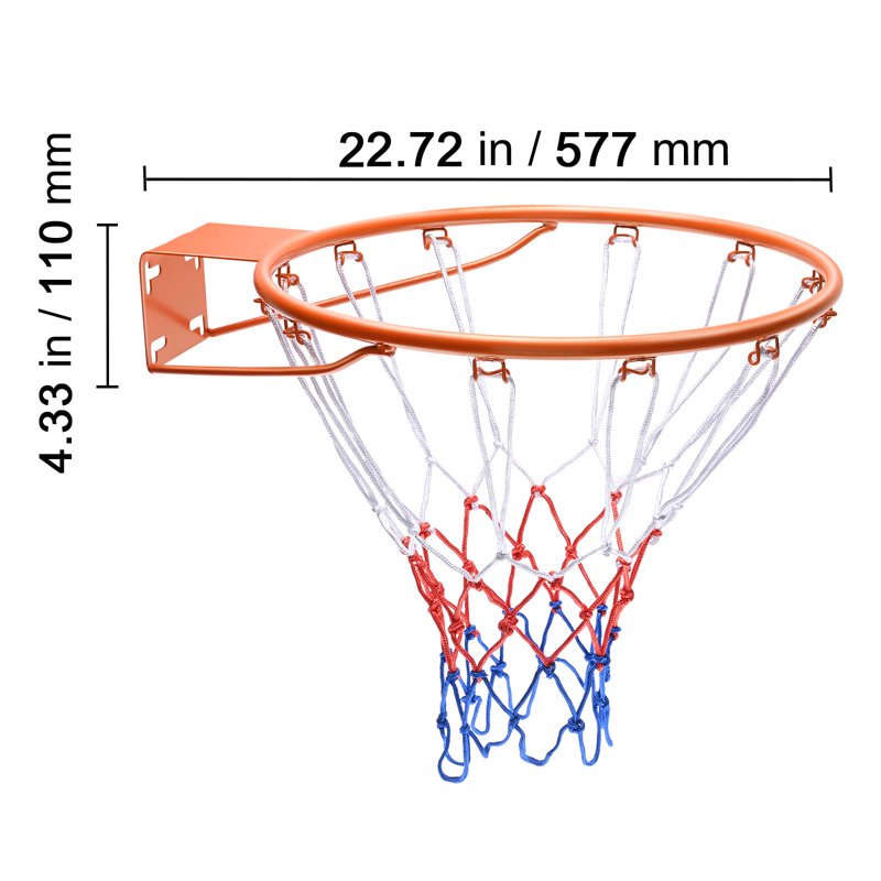 18-Inch Indoor & Outdoor Wall-Mounted Basketball Rim - Heavy Duty Steel Hoop with Net