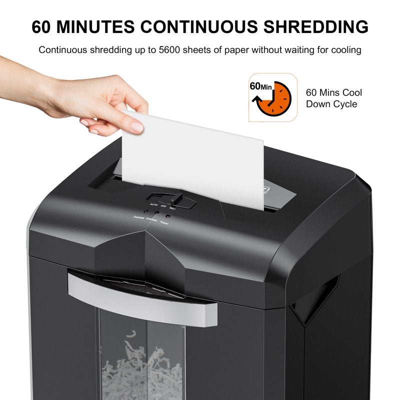 18-Sheet Cross Cut Paper Shredder for Home Office with Wastebasket and Safety Features