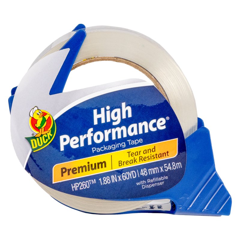 High Performance Packing Tape with Dispenser, Clear, 1.88 in. x 60 yd