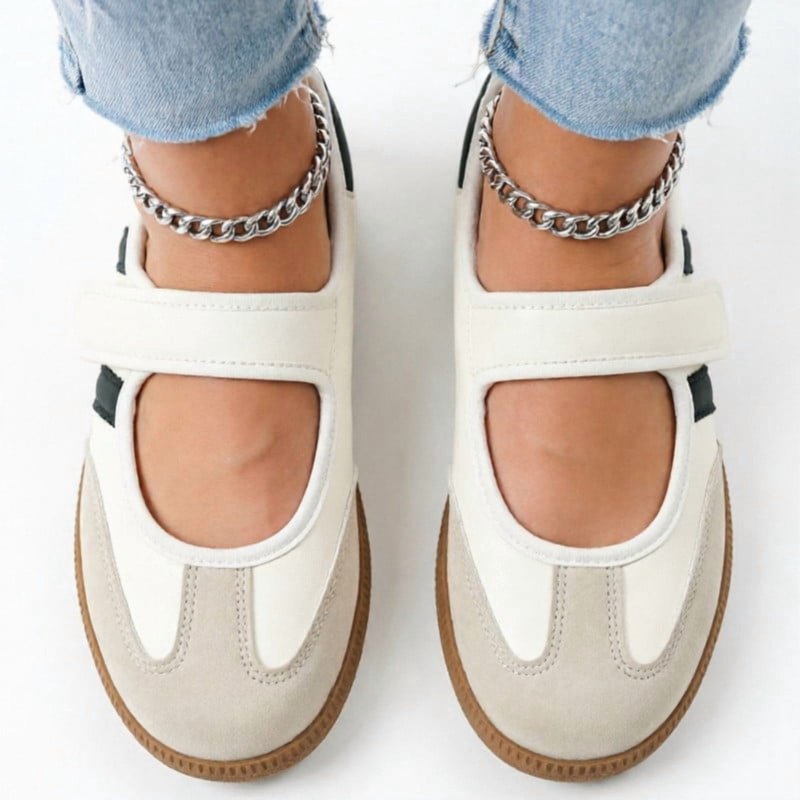 Women’s Mary Jane Style Casual Sneakers with Velcro Strap Non Slip Flat Sole