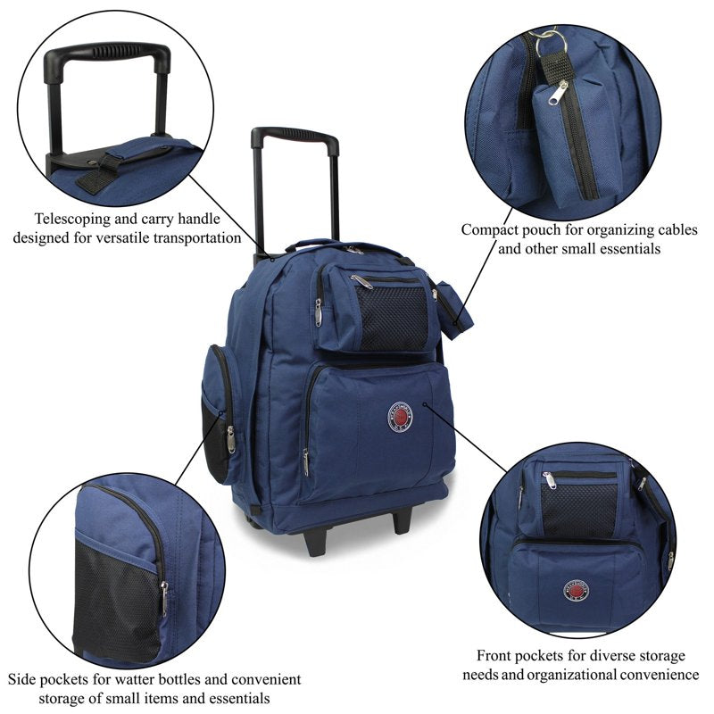 22-Inch Travel Rolling Backpack Airline Approved Carry-On Suitcase