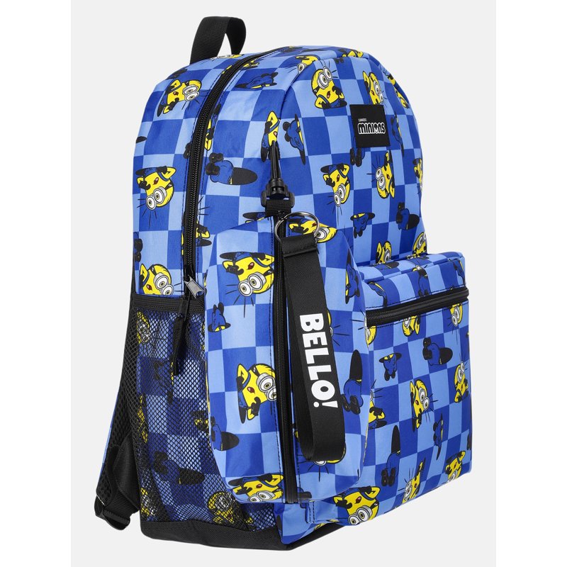 Unisex 17-Inch Allover-Printed Minions Backpack with Pencil Pouch - Blue