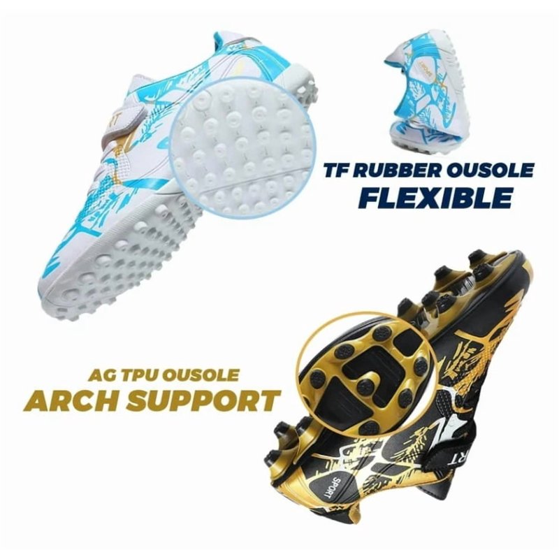 Kids Soccer Shoes - Changxing Athletic Football Cleats, Little & Big Kids, Long-Black-Gold