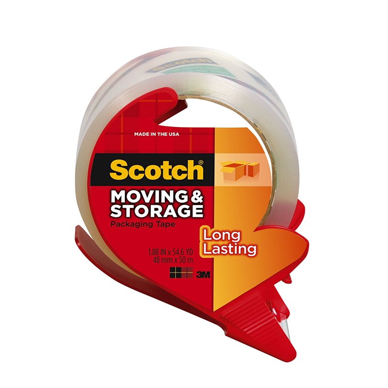 Long Lasting Clear Packaging Tape with Dispenser - 1 7/8 x 54.6 Yd