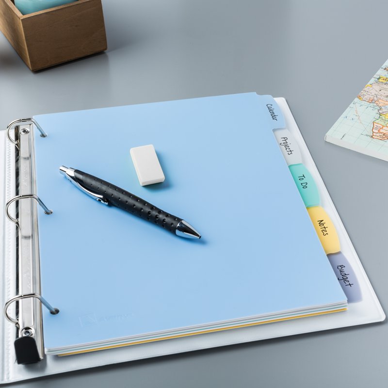 Reusable Write & Erase Plastic Dividers with Big Tabs - Multi-Color Set