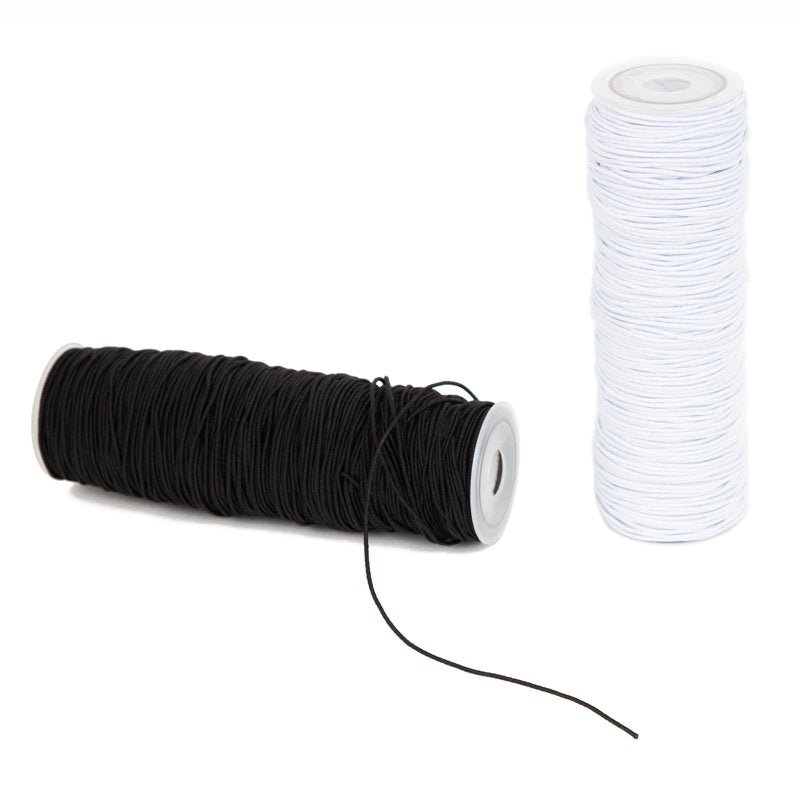 Stretch Cord for Jewelry Making - 1mm Black & White Elastic String 300ft