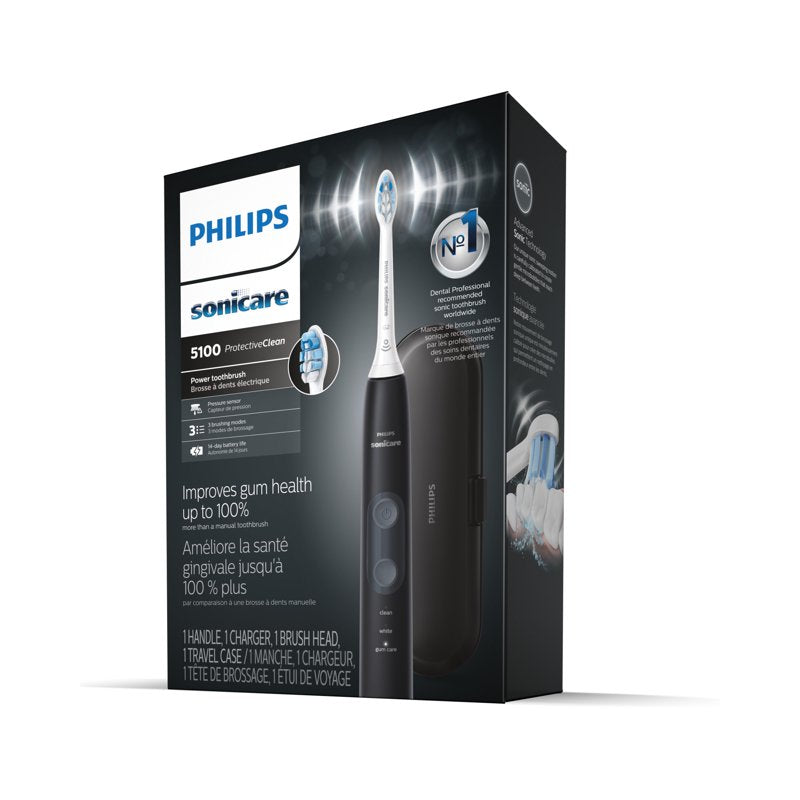 Electric Toothbrush with Pressure Sensor and 3 Modes - Rechargeable, Black