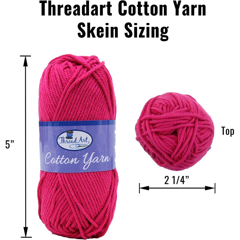 Cotton Crochet Yarn Skeins - 50g Worsted Weight for Knitting & Crocheting, 30 Colors