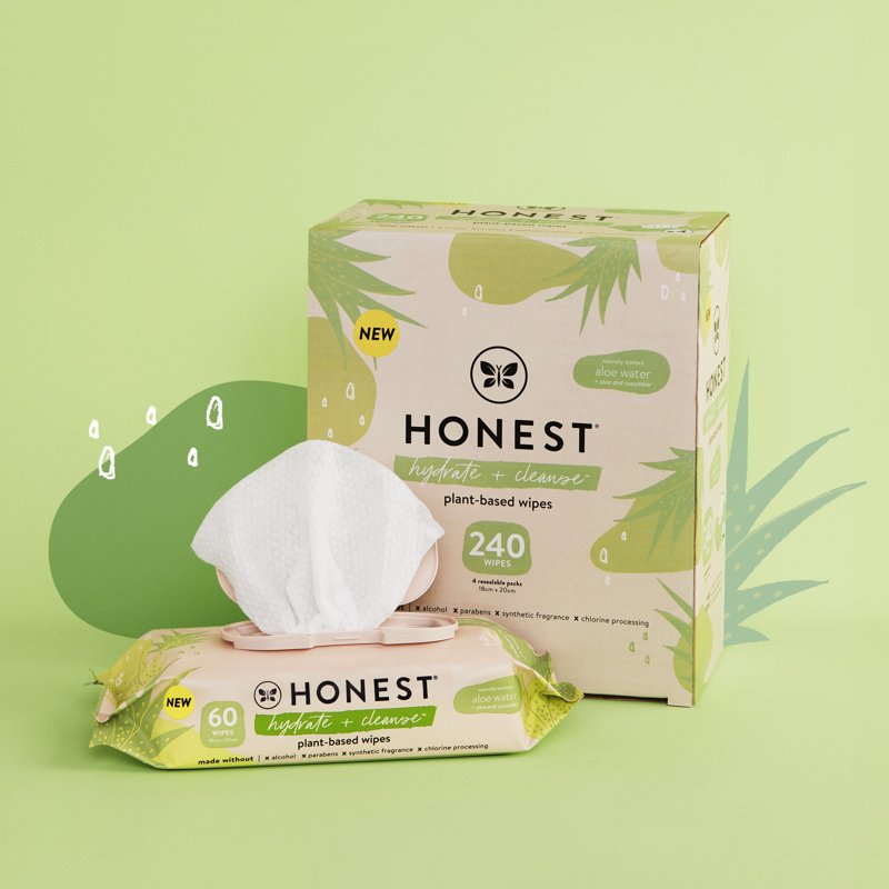 Hydrating & Cleansing Baby Wipes - Large, Soft, Plant-Based, Aloe & Cucumber