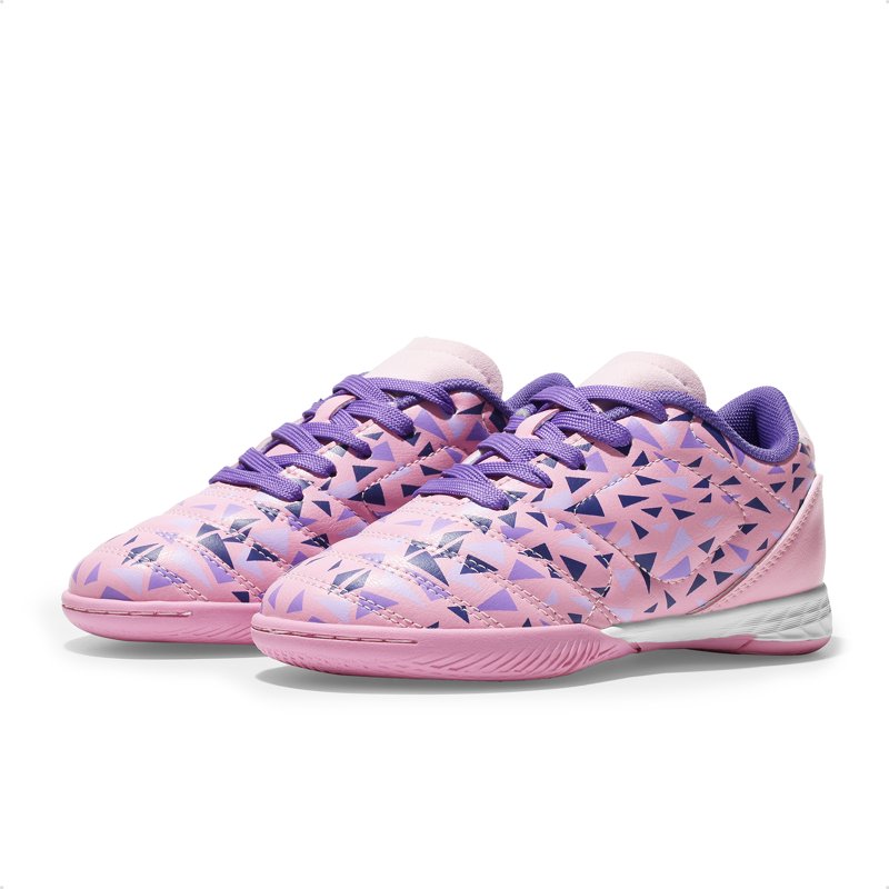Burudani Kids Indoor Soccer Shoes - Lace Up Athletics Sneakers, Pink/Purple Variation 6