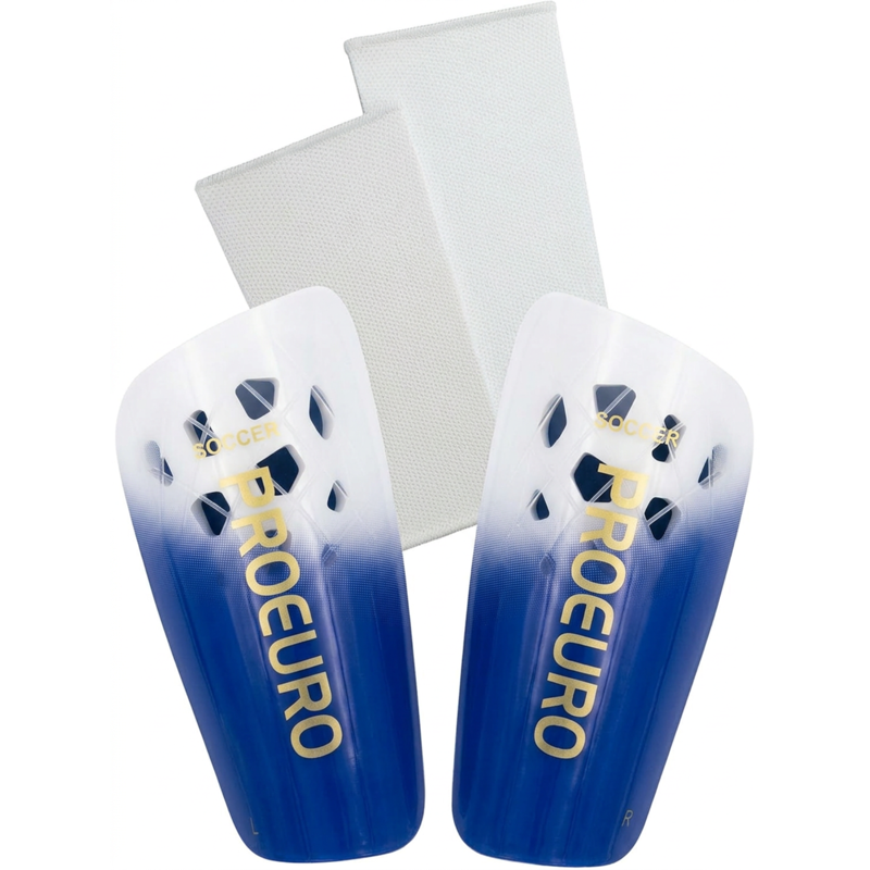 Youth Soccer Shin Guards with Sleeve – Small, Dual Strap Closure, Blue