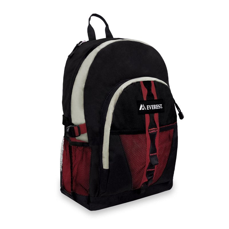 Unisex Sports Backpack with Dual Mesh Pockets 19-Inch Burgundy Gray Black