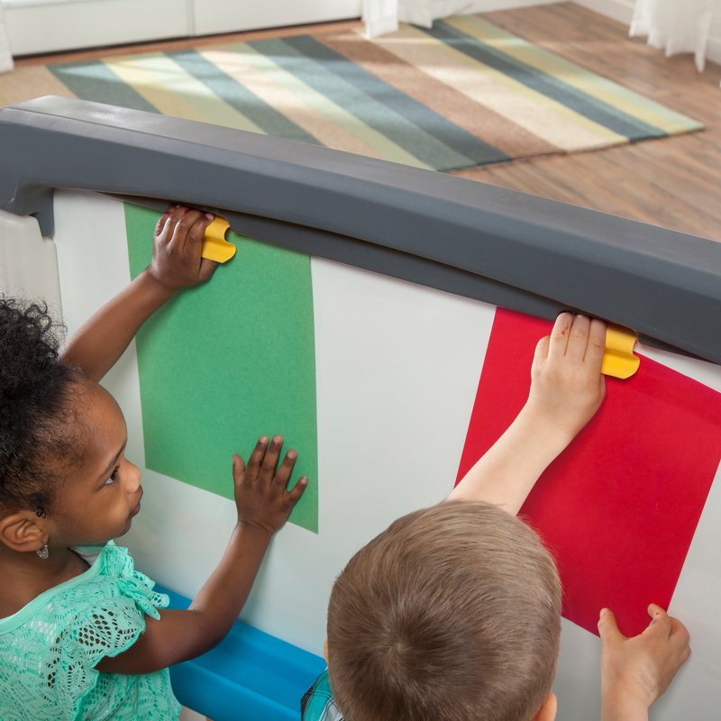 Kids Double-Sided Art Easel with Chalkboard and Whiteboard - Toddler Art Station