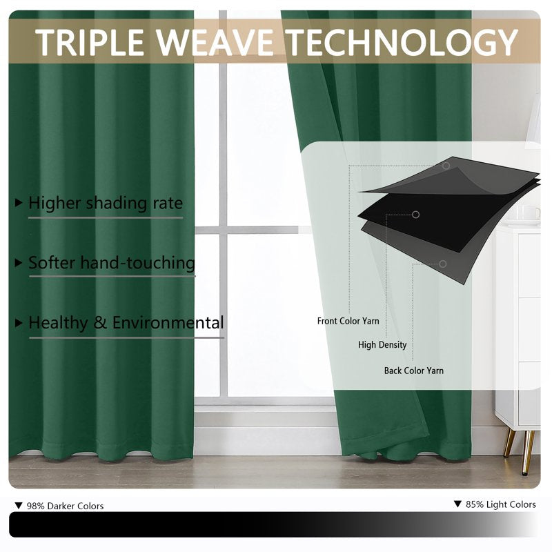 Blackout Curtains 2 Panels - Thermal Grommet Room Darkening Drapes for Tall Windows