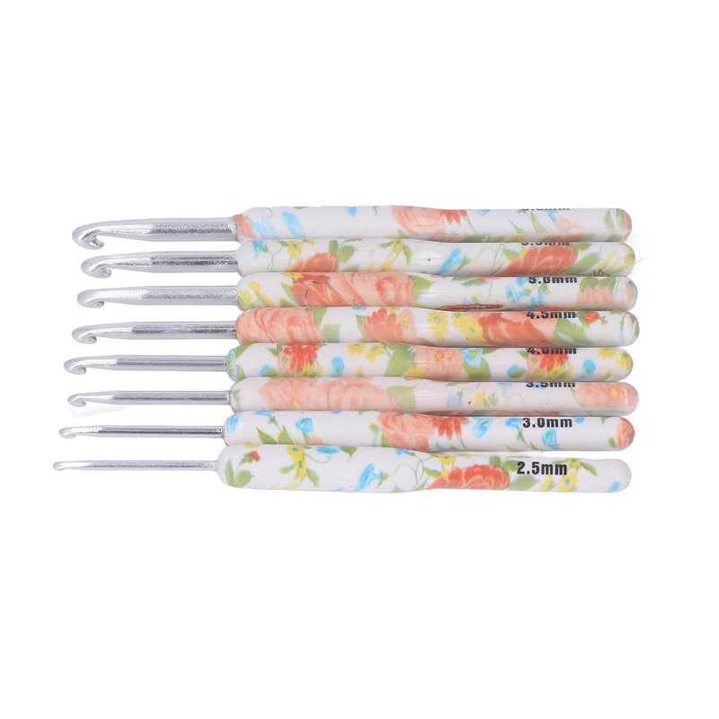 Ergonomic Colorful Crochet Hook Set - Aluminum Knitting & Embroidery Tools, 8 pcs