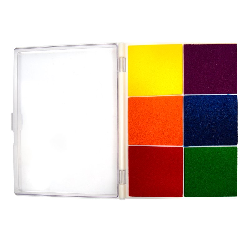 Multicolor Stamp Pad Set with Washable Ink for Arts & Crafts - 6 Bright Colors