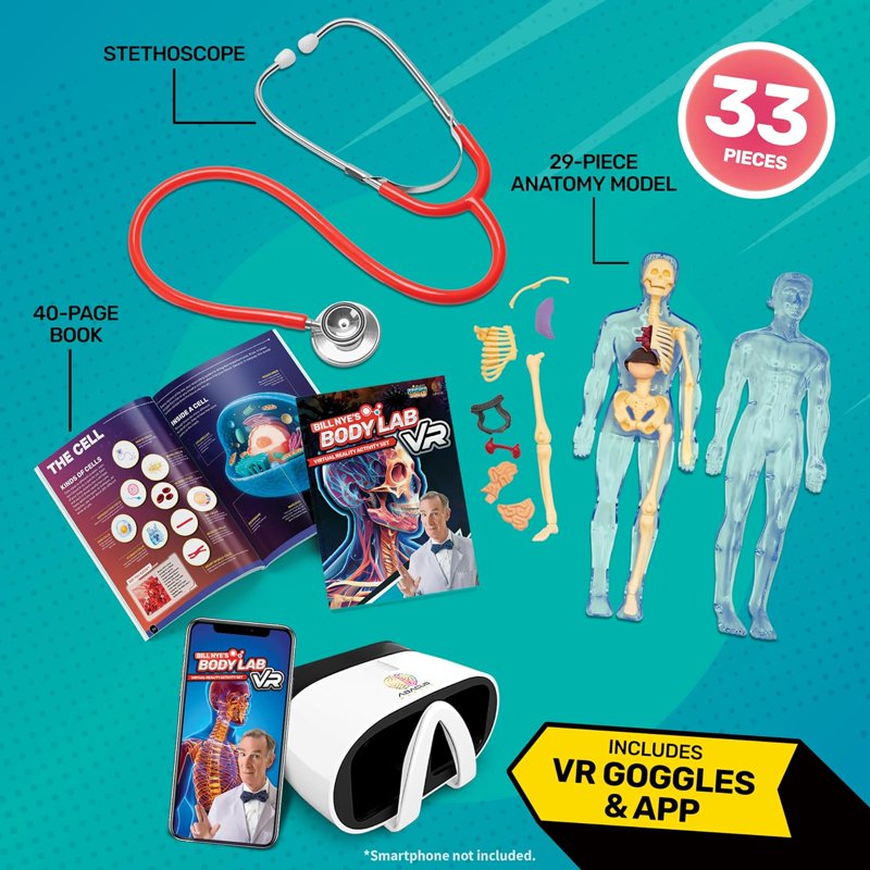 Kids Science Exploration Kit with Anatomical Body Model & VR Goggles