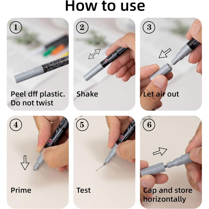 Acrylic Paint Pens Set of 12 - Fine Tip Markers for Rock, Ceramic, Fabric & DIY Art