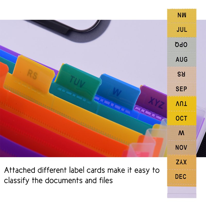 12-Pocket Accordion File Organizer with Labels - Office Document Storage