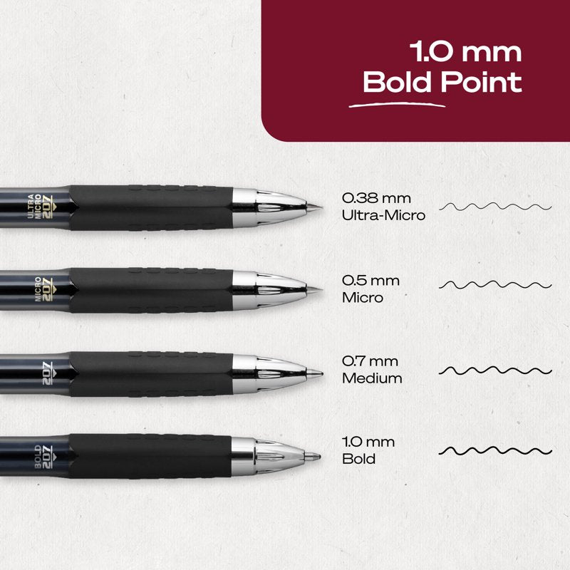 Gel Pens 1.0mm Bold Point Retractable Ink, Blue, 12 Pack