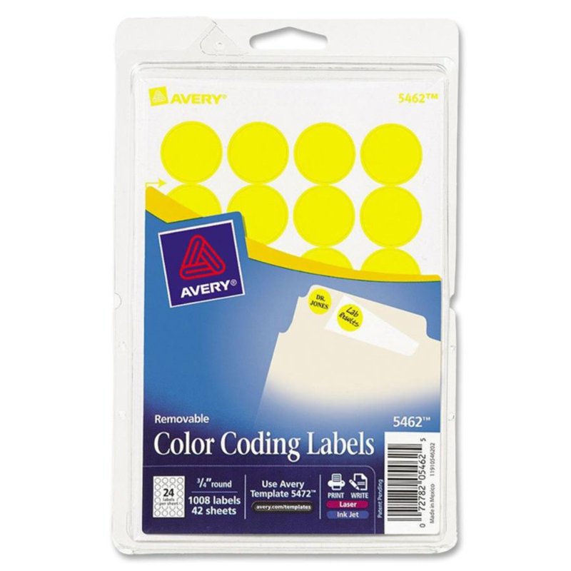 Removable Yellow Circle Labels 3/4 Inch - Pack of 1008 for Organization