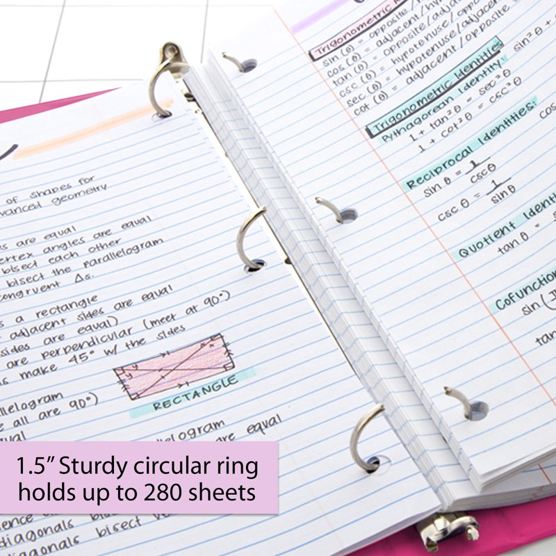 3-Ring View Binder with Round Rings - 1.5 Inch Capacity, Multiple Colors