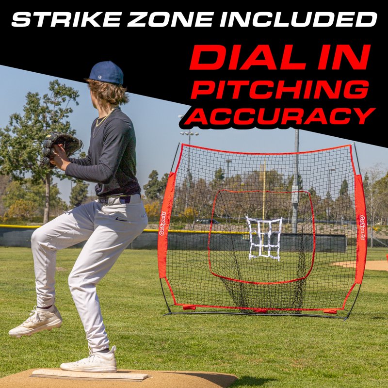 Baseball Softball Practice Pitching & Hitting Net - 7x7 ft Training Aid
