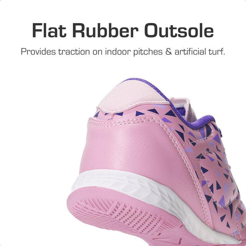 Burudani Kids Indoor Soccer Shoes - Lace Up Athletics Sneakers, Pink/Purple Variation 6
