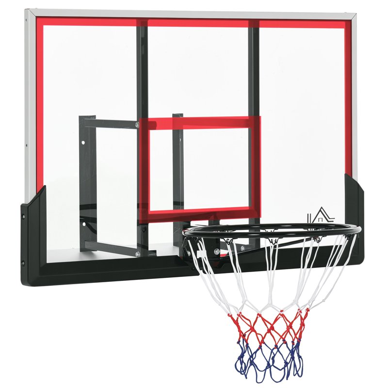 Wall Mounted Basketball Hoop with 43x30 Shatterproof Backboard - Outdoor Sports Goal