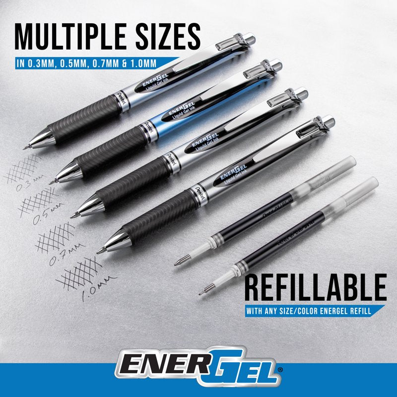 Gel Pen Set with 0.7mm Metal Tip - Smooth, Fast-Drying Ink, Black, Multiple Pack Sizes