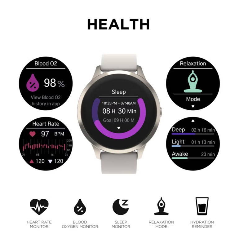 Sport Smartwatch with Titanium Case & Strap Fitness Tracker